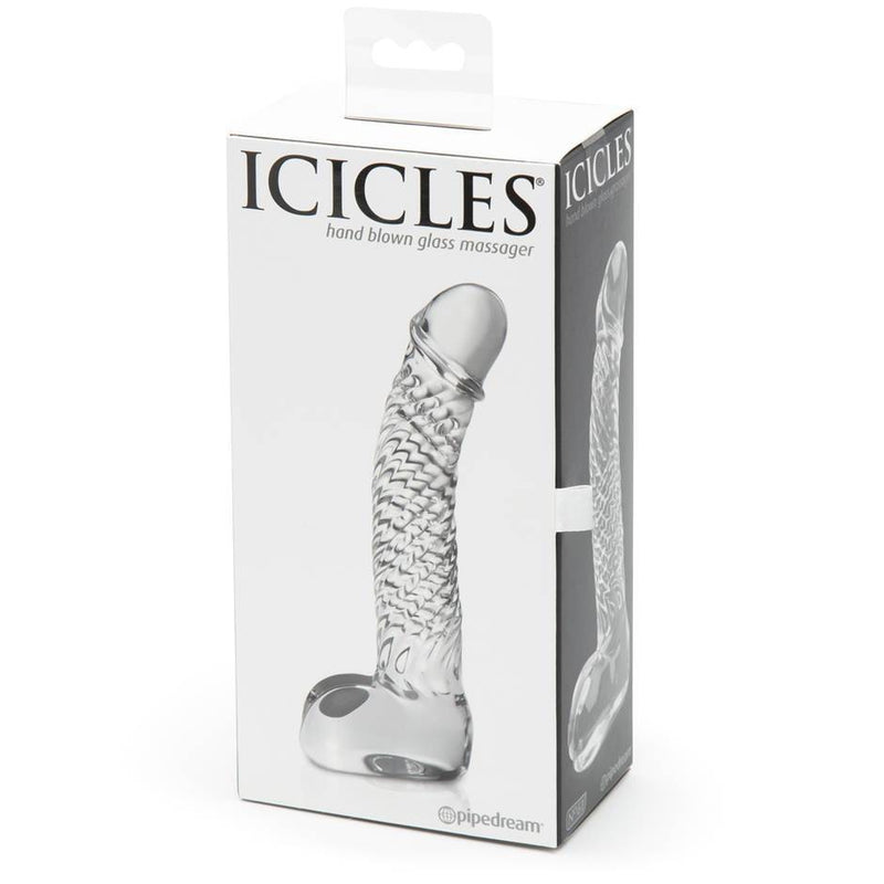 Icicles No. 61 Textured Realistic Glass Dildo 