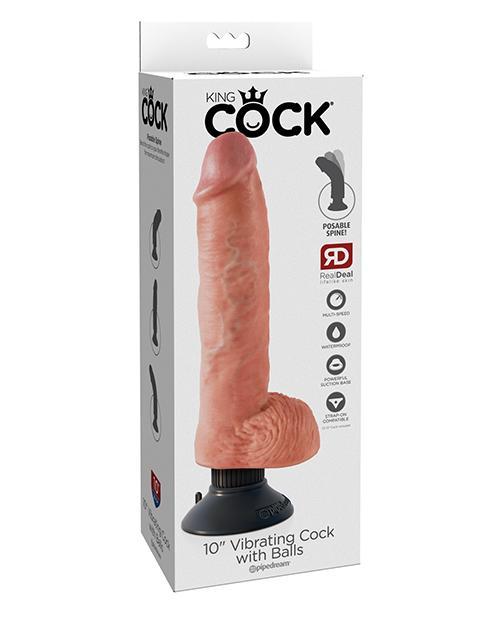 King Cock 10" Realistic Vibrating Dildo With Balls