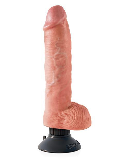 King Cock 10" Realistic Vibrating Dildo With Balls Flesh