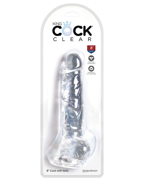 King Cock Realistic Suction Cup Dildo With Balls 6/7/8" - Clear
