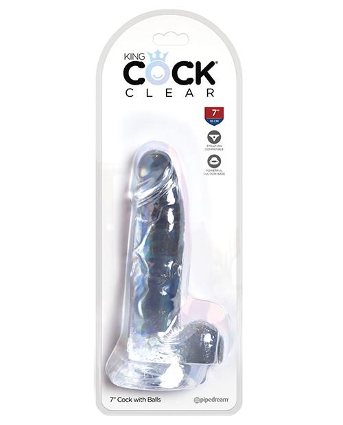 King Cock Realistic Suction Cup Dildo With Balls 6/7/8" - Clear