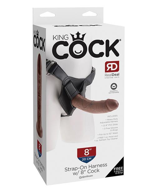 King Cock Strap On Harness With 8" Dildo Brown