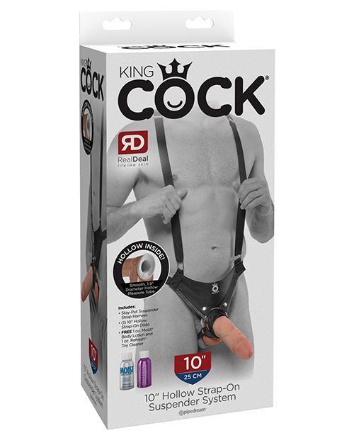 King Cock 10" Hollow Strap On Suspender kit 