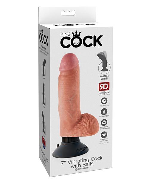 King Cock 7" Realistic Vibrating Dildo With Balls 