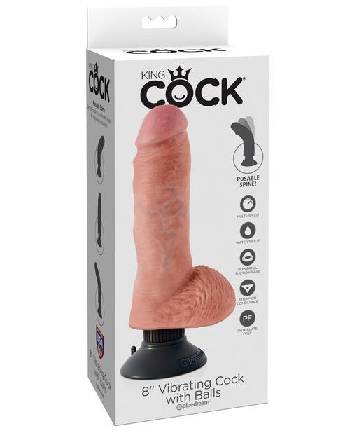 King Cock 8" Realistic Vibrating Dildo With Balls 