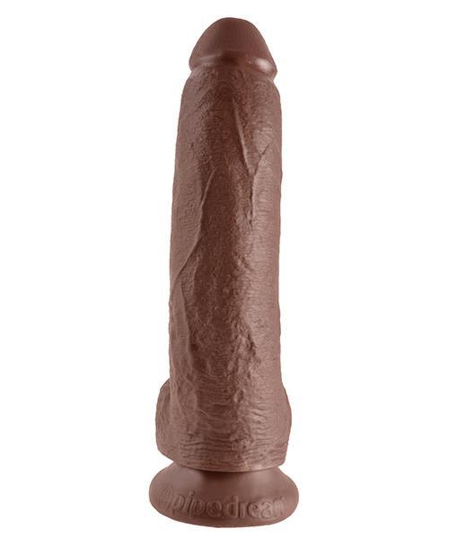 King Cock Realistic Suction Cup 9" Dildo With Balls Brown 