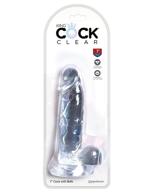 King Cock Realistic Suction Cup Dildo With Balls 6/7/8" - Clear 